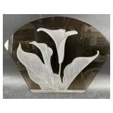 Etched Smoked Glass Panel w Lily Design