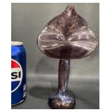 Hand-Blown Purple Art Glass Jack-in-Pulpit Vase