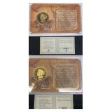 2 American Mint Pioneer Gold Coin Replicas w COA