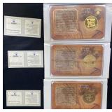 3 Pioneer Gold Coin Replicas 25KT Gold Layered