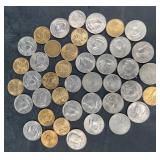 25 Older Kennedy Half Dollars & 27 Dollar Coins