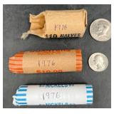 3 Rolls 1976 Coins  Halves, Quarters & Nickels