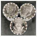 3 Rolls Uncirculated Kennedy Half Dollar Coins