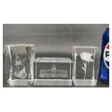 3 Clear Glass Paperweights  U.S. Capitol, Fairy
