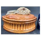 Antique French Porcelain Rabbit PtéTureen w Lid