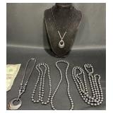 5 Hematite Beaded Necklaces