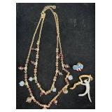 Swarovski Crystal Jewelry Necklace & 2 Pins