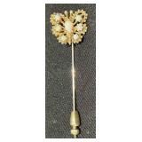 14KT Gold & Opal Butterfly Stick Pin 2.17 Grams