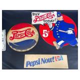 Vintage Pepsi Pete Policeman Cardboard Sign +