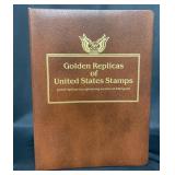 33 Golden Replicas of US Classic Stamps in Binder