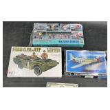 3 Model Kits- WW2 Pilot Figure Set, P-51D Mustang+