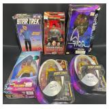 6 Assorted Star Trek Action Figures- Spock, Worf+