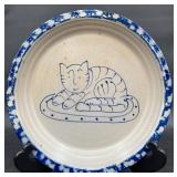 Vntg Signed Eldreth Salt Glaze Plate w Cat Design