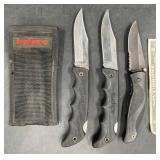 3 Kershaw Folding Knives w Case