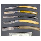 5 Vintage Straight Razors  J.A. Henckels +