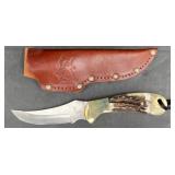 Handmade German Bull Knife w Leather Sheath