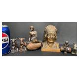 Cast Metal Bronze Tourist & Animal Figures- Bank+