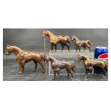 5 Vintage Carnival Prize Horses, Variable Sizes
