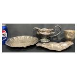 3 Quadruple Plated Silver Pieces Plus Tray