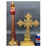 Praying Madonna Figurine & Decorative Cross
