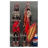 Wood Carved AfricanMaasaiCoupleTribal Statues