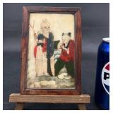 Framed Vintage Chinese Painted Stone Plaque