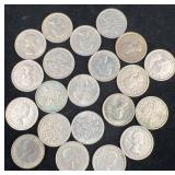 21 British Coins Various Dates  Six Pence