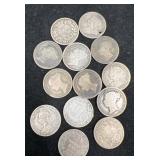 13 British Sixpence Coins Various Years
