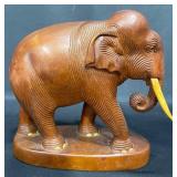 Hand-Carved Wooden Elephant Sculpture
