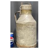 Antique Galvanized Milk Can w Handle & Lid