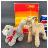 2 Steiff Plush Toys  Kitty Cat & Rocky the Goat
