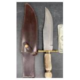 Large Whitetail Cutlery Knife Bone Handle w Sheath