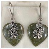 Irish Connemara Shamrock Sterling Heart Earrings