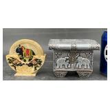 Soapstone Elephant Coasters & Antique Trinket Box