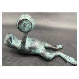 Collectible Cast Iron Frog w Dumbbells Sculpture