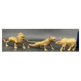 Brass Lion, Tiger & Rhino Figurines