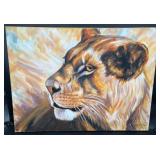 Original Lion Portrait Painting by Blue Bond