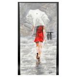 Original Woman w Umbrella Painting by Blue Bond