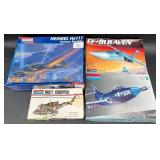 4 Vntg Monogram Model Kits- Planes & Helicopter