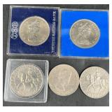 5 British Commemorative Coins 1960, 1977, 1980