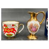 Russian Hand-Painted Cup & Bavarian Pitcher