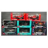 8 Diecast Model Cars - Ferrari, Mercedes +