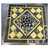 Yellow Blue Floral Quilt Wall Hanging