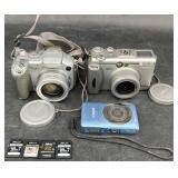 3 Canon PowerShot Digital Cameras, Memory Cards