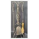 INC Heavy Twisted Steel Fireplace Tool Set w Stand