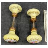 2 Sets Victorian Hand Painted Porcelain Door Knobs