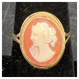 14KT Gold Cameo Ring Sz 6.5