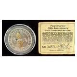 Pearl Harbor 50th Anniv. 1oz .999 Silver Medallion