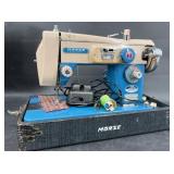 Vntg Morse Zig Zag Sewing Machine w Case, Works