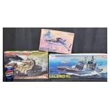 3 Vntg DML Military Model Kits - Tank, Ship, Plane